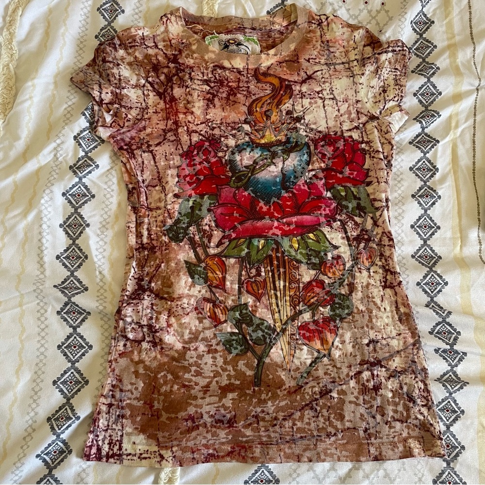 Infusion Fitted Graphic Rose Tee